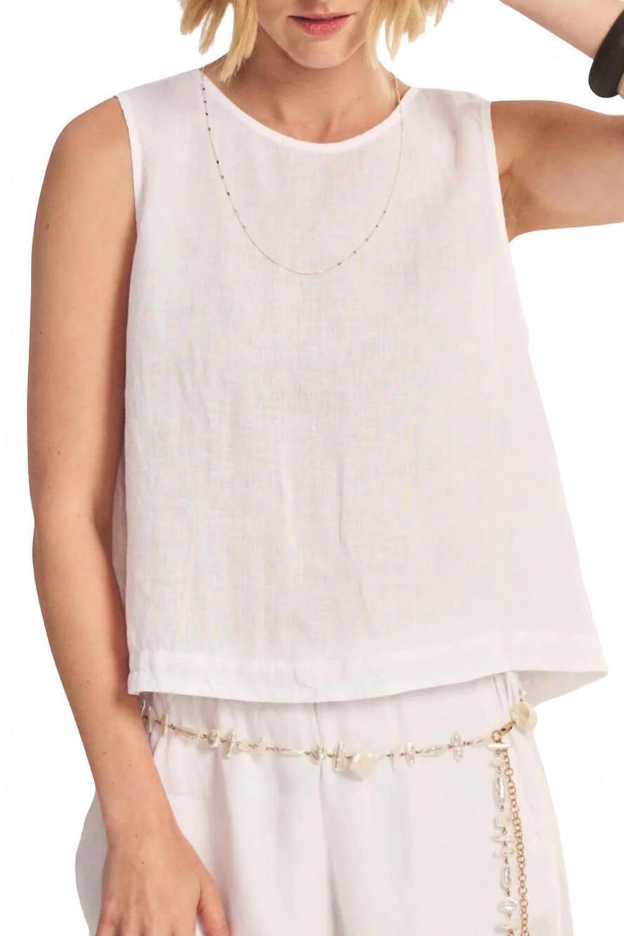 NEW VELVET BY GRAHAM & SPENCER maxine linen top in white